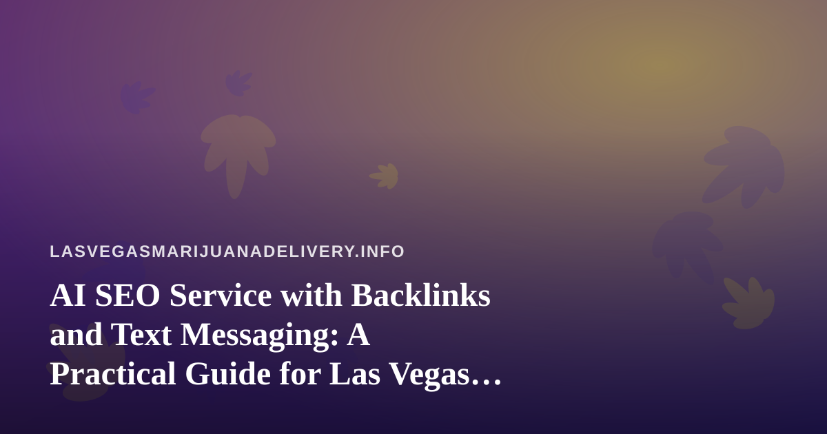 AI SEO Service with Backlinks and Text Messaging: A Practical Guide for Las Vegas Cannabis Delivery Shops